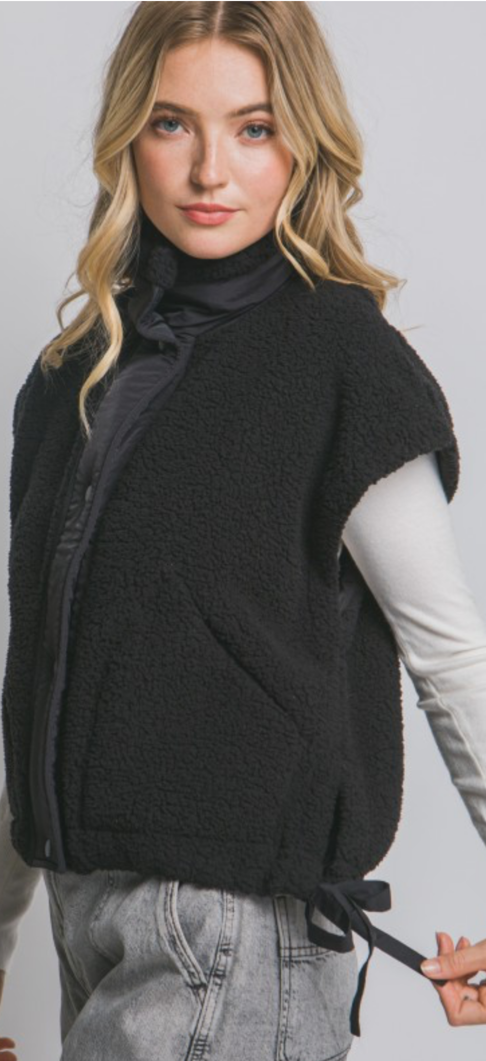 Black Sherpa vest by Love Tree