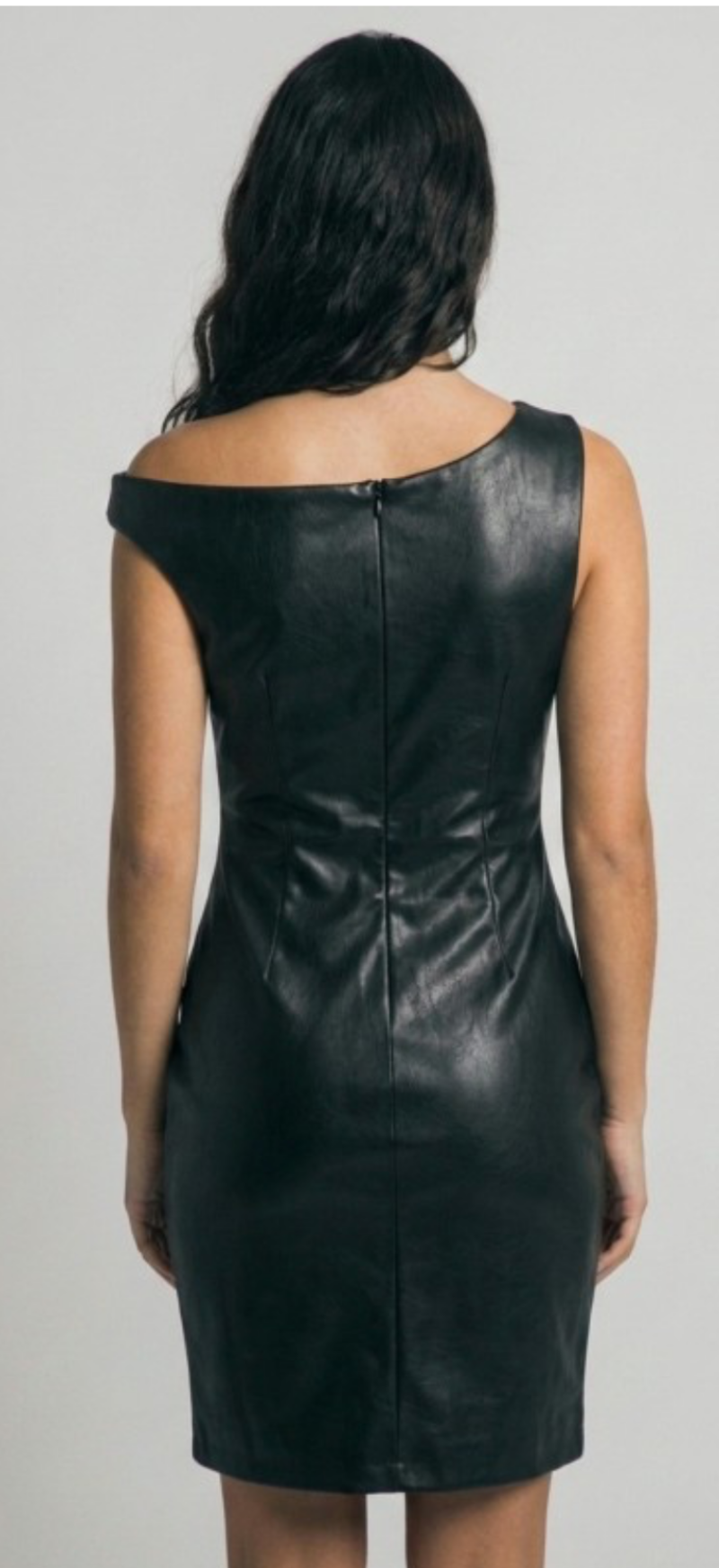 Off the shoulder leather dress