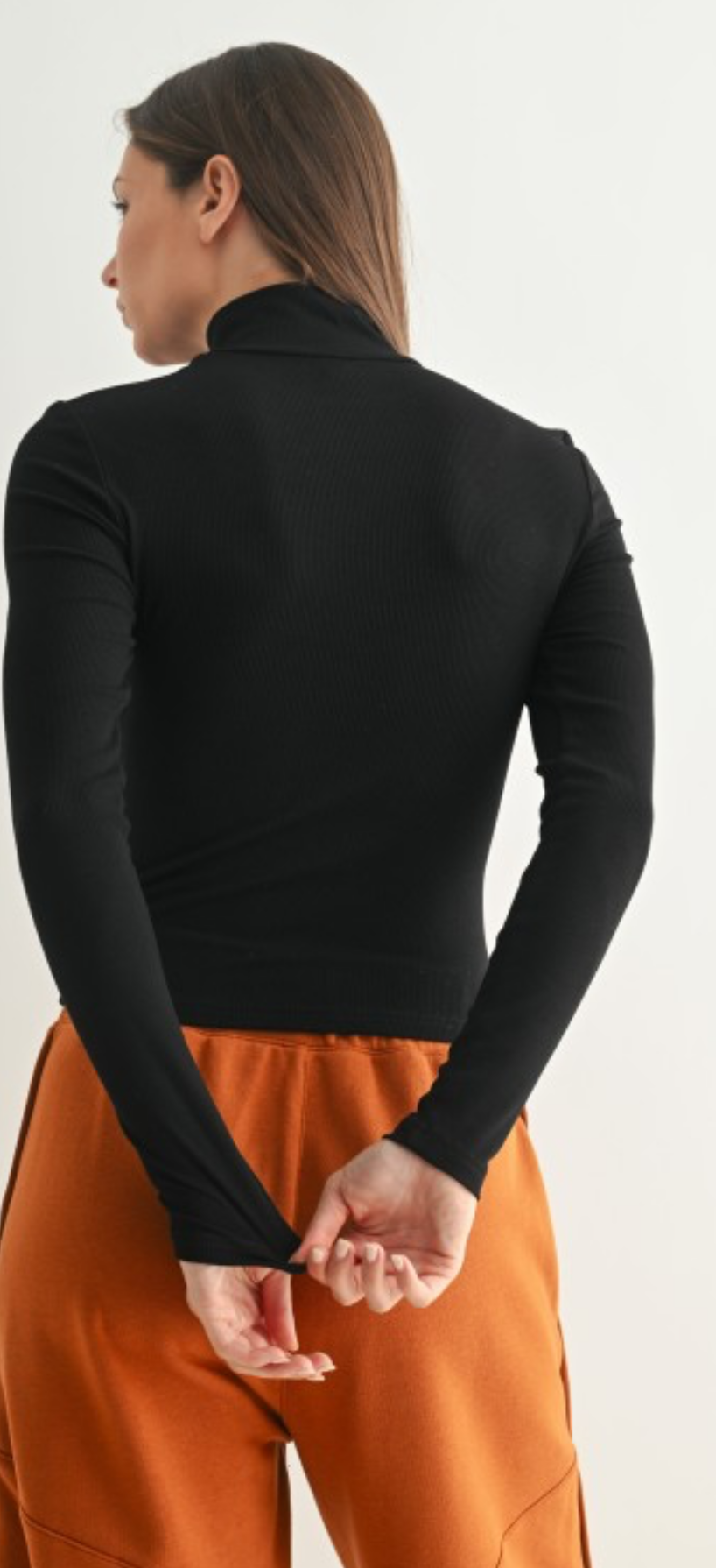 Black ribbed high neck top by MONO B