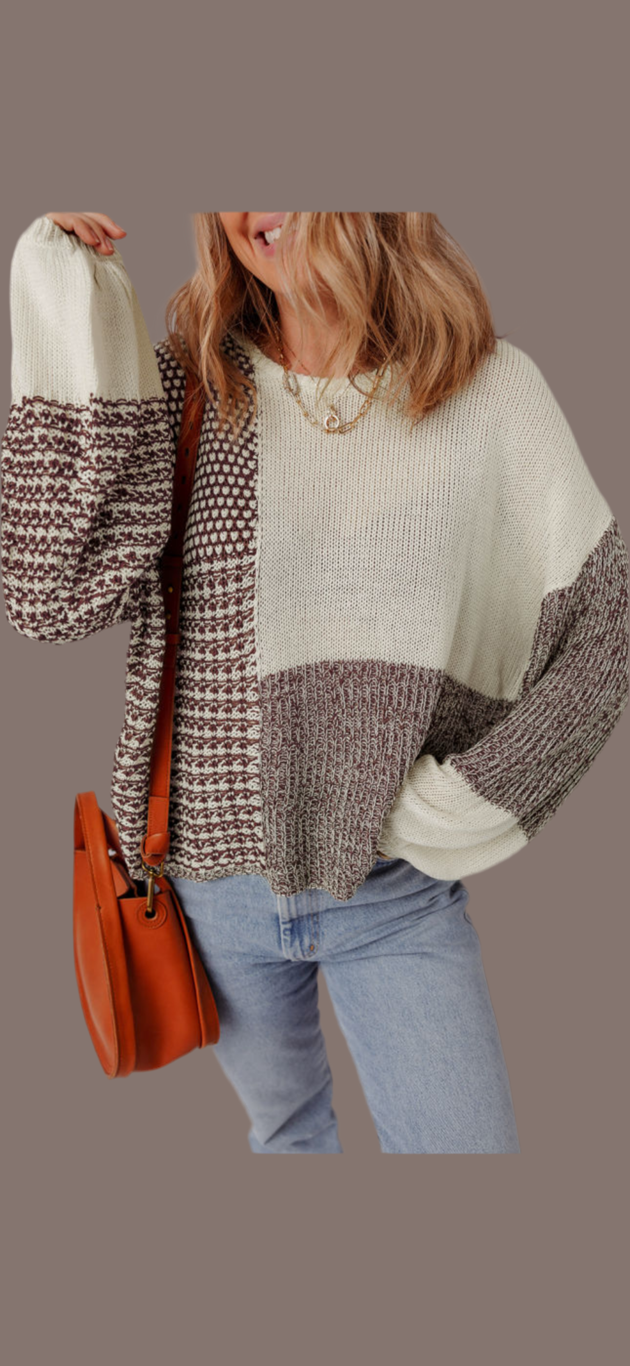 Don't be bashful in brown sweater