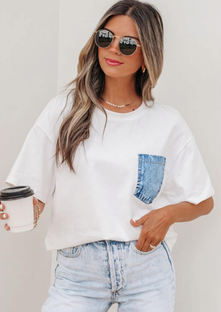 Denim pocket tee