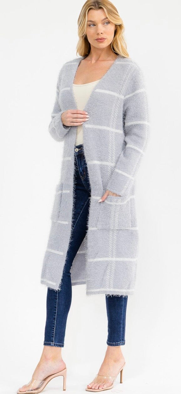 Gray snuggle cardi