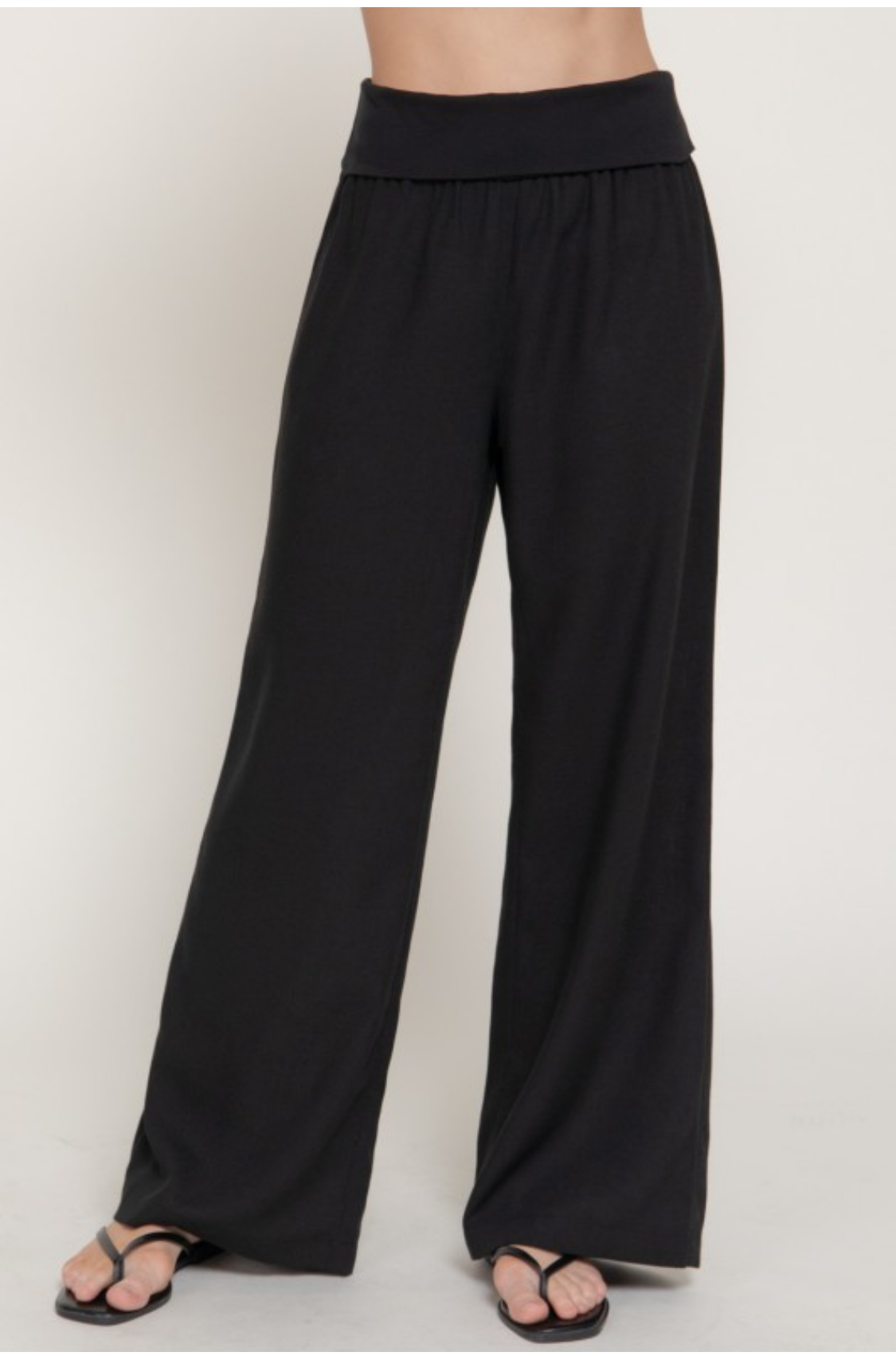 Fold over linen pants