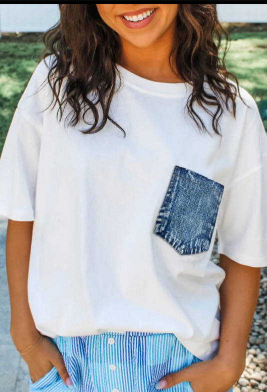 Denim pocket tee