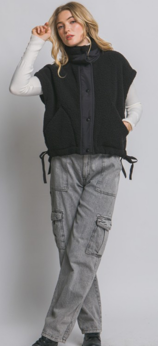 Black Sherpa vest by Love Tree