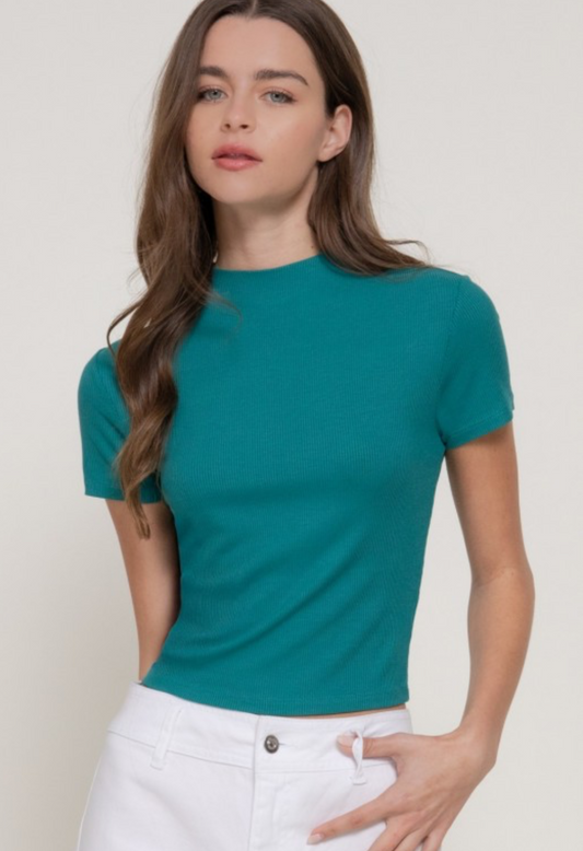 Green Ribbed Top