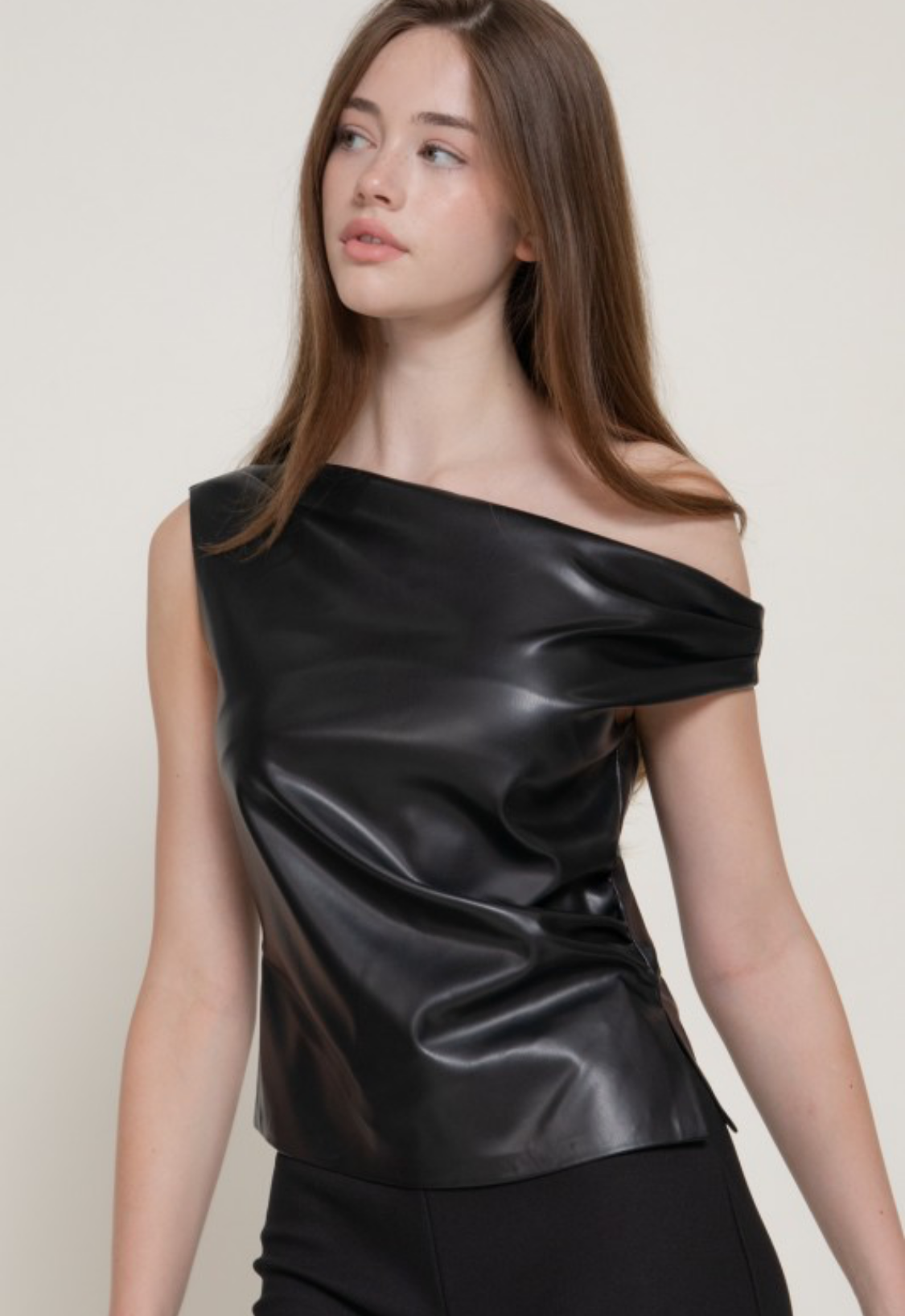 Off the Shoulder Hottie Leather Top